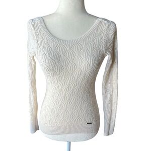 Abercrombie & Fitch Y2K Textured Cream Sweater Scoop-Back XS